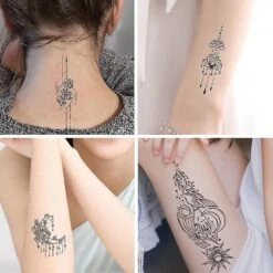 30sheet Temporary Tattoo Sticker Moon Lotus Body Art Arm Tattoos Waterproof Flowers Tattoos Sticker -Cosmetics Promotion Store 873716003 max