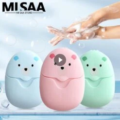 50pcs/box Disposable Travel Soap Paper Outdoor Quick Washing Hand Bathroom Cleaning Mini Blue -Cosmetics Promotion Store 890187005 max