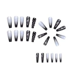 Black Gradient Applique Diamond False Nails Long Coffin Nail Tips Detachable Press On Nails Glitter -Cosmetics Promotion Store 957904182 max