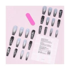 Black Gradient Applique Diamond False Nails Long Coffin Nail Tips Detachable Press On Nails Glitter -Cosmetics Promotion Store 957904297 max