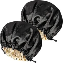 Satin Sleep Cap,adjustable Double-sided Sleep Bonnet,bonnet Cap For Sleep (2pcsblack) -Cosmetics Promotion Store 960189786 max