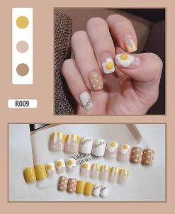 9# 3 Sets/72pcs False Nail Wearable Nail Art French Nail Pieces Long Nail Patches Nail Accessories
